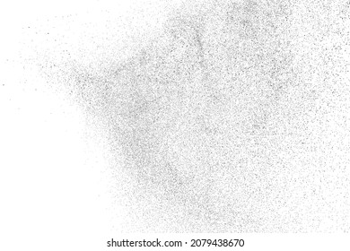Distressed black texture. Dark grainy texture on white background. Dust overlay textured. Grain noise particles. Rusted white effect. Grunge design elements. Vector illustration, EPS 10.