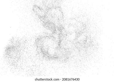 Textura negra angustiada. Textura granulada oscura sobre fondo blanco. El polvo sobrante texturado. Partículas de ruido de grano. Efecto blanco roto. Elementos de diseño gruesos. Ilustración del vector, EPS 10.
