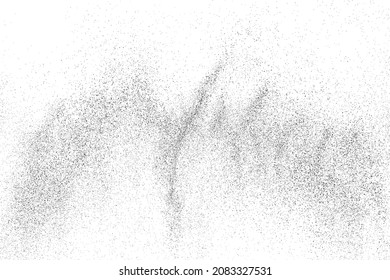 Textura negra angustiada. Textura granulada oscura sobre fondo blanco. El polvo sobrante texturado. Partículas de ruido de grano. Efecto blanco roto. Elementos de diseño gruesos. Ilustración del vector, EPS 10.