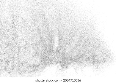 Textura negra angustiada. Textura granulada oscura sobre fondo blanco. El polvo sobrante texturado. Partículas de ruido de grano. Efecto blanco roto. Elementos de diseño gruesos. Ilustración del vector, EPS 10.