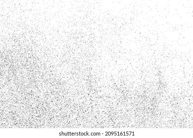 Distressed black texture. Dark grainy texture on white background. Dust overlay textured. Grain noise particles. Rusted white effect. Grunge design elements. Vector illustration, EPS 10.