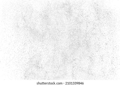 Distressed black texture. Dark grainy texture on white background. Dust overlay textured. Grain noise particles. Rusted white effect. Grunge design elements. Vector illustration, EPS 10.