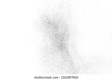 Textura negra angustiada. Textura granulada oscura sobre fondo blanco. El polvo sobrante texturado. Partículas de ruido de grano. Efecto blanco roto. Elementos de diseño gruesos. Ilustración del vector, EPS 10.