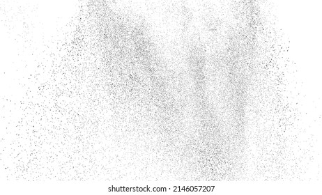 Distressed black texture. Dark grainy texture on white background. Dust overlay textured. Grain noise particles. Rusted white effect. Grunge design elements. Vector illustration, EPS 10.