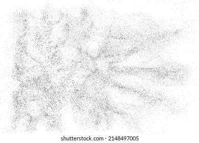 Textura negra angustiada. Textura granulada oscura sobre fondo blanco. El polvo sobrante texturado. Partículas de ruido de grano. Efecto blanco roto. Elementos de diseño gruesos. Ilustración del vector, EPS 10.