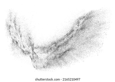 Textura negra angustiada. Textura granulada oscura sobre fondo blanco. El polvo sobrante texturado. Partículas de ruido de grano. Efecto blanco roto. Elementos de diseño gruesos. Ilustración del vector, EPS 10.