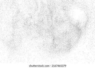 Distressed black texture. Dark grainy texture on white background. Dust overlay textured. Grain noise particles. Rusted white effect. Grunge design elements. Vector illustration, EPS 10.