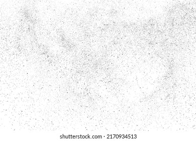 Distressed black texture. Dark grainy texture on white background. Dust overlay textured. Grain noise particles. Rusted white effect. Grunge design elements. Vector illustration, EPS 10.