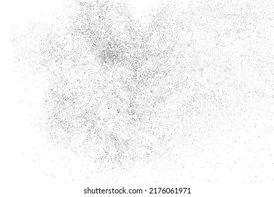Distressed black texture. Dark grainy texture on white background. Dust overlay textured. Grain noise particles. Rusted white effect. Grunge design elements. Vector illustration, EPS 10.