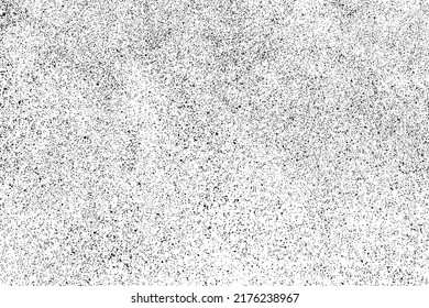Textura negra angustiada. Textura granulada oscura sobre fondo blanco. El polvo sobrante texturado. Partículas de ruido de grano. Efecto blanco roto. Elementos de diseño gruesos. Ilustración del vector, EPS 10.