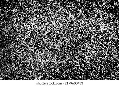 Textura negra angustiada. Textura granulada oscura sobre fondo blanco. El polvo sobrante texturado. Partículas de ruido de grano. Efecto blanco roto. Elementos de diseño gruesos. Ilustración del vector, EPS 10.