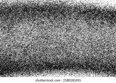 Textura negra angustiada. Textura granulada oscura sobre fondo blanco. El polvo sobrante texturado. Partículas de ruido de grano. Efecto blanco roto. Elementos de diseño gruesos. Ilustración del vector, EPS 10.