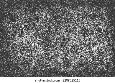 Textura negra angustiada. Textura granulada oscura sobre fondo blanco. El polvo sobrante texturado. Partículas de ruido de grano. Efecto blanco roto. Elementos de diseño gruesos. Ilustración del vector, EPS 10.