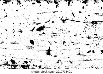Textura negra angustiada. Textura granulada oscura sobre fondo blanco. El polvo sobrante texturado. Partículas de ruido de grano. Efecto blanco roto. Elementos de diseño gruesos. Ilustración del vector, EPS 10.