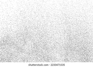 Distressed black texture. Dark grainy texture on white background. Dust overlay textured. Grain noise particles. Rusted white effect. Grunge design elements. Vector illustration, EPS 10.