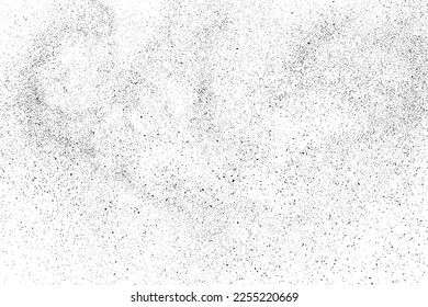 Distressed black texture. Dark grainy texture on white background. Dust overlay textured. Grain noise particles. Rusted white effect. Grunge design elements. Vector illustration, EPS 10.