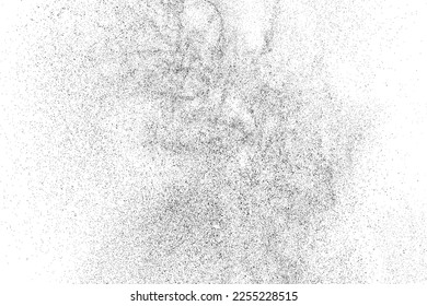 Distressed black texture. Dark grainy texture on white background. Dust overlay textured. Grain noise particles. Rusted white effect. Grunge design elements. Vector illustration, EPS 10.