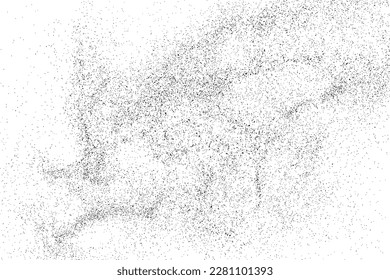 Distressed black texture. Dark grainy texture on white background. Dust overlay textured. Grain noise particles. Rusted white effect. Grunge design elements. Vector illustration, EPS 10.