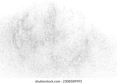 Textura negra angustiada. Textura granulada oscura sobre fondo blanco. El polvo sobrante texturado. Partículas de ruido de grano. Efecto blanco roto. Elementos de diseño gruesos. Ilustración del vector, EPS 10.