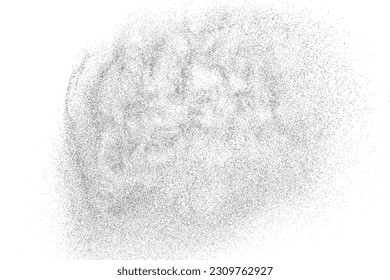 Textura negra angustiada. Textura granulada oscura sobre fondo blanco. El polvo sobrante texturado. Partículas de ruido de grano. Efecto blanco roto. Elementos de diseño gruesos. Ilustración del vector, EPS 10.