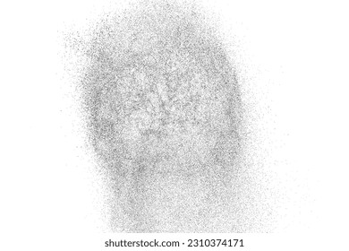 Textura negra angustiada. Textura granulada oscura sobre fondo blanco. El polvo sobrante texturado. Partículas de ruido de grano. Efecto blanco roto. Elementos de diseño gruesos. Ilustración del vector, EPS 10.