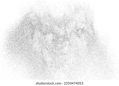 Distressed black texture. Dark grainy texture on white background. Dust overlay textured. Grain noise particles. Rusted white effect. Grunge design elements. Vector illustration, EPS 10.