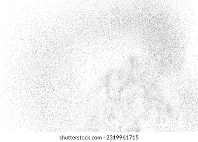 Textura negra angustiada. Textura granulada oscura sobre fondo blanco. El polvo sobrante texturado. Partículas de ruido de grano. Efecto blanco roto. Elementos de diseño gruesos. Ilustración del vector, EPS 10.