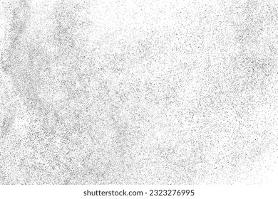 Textura negra angustiada. Textura granulada oscura sobre fondo blanco. El polvo sobrante texturado. Partículas de ruido de grano. Efecto blanco roto. Elementos de diseño gruesos. Ilustración del vector, EPS 10.