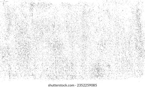 Distressed black texture. Dark grainy texture on white background. Dust overlay textured. Grain noise particles. Rusted white effect. Grunge design elements. Vector illustration, EPS 10.