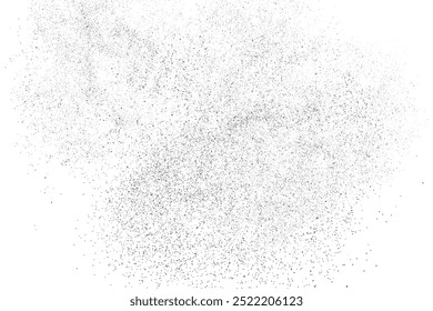 Textura negra afligida. Textura granulada oscura sobre fondo blanco. Superposición de polvo texturizado. Partículas de ruido de grano. Efecto blanco oxidado. Elementos de diseño Grunge. Ilustración vectorial, EPS 10.	