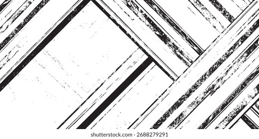 Líneas diagonales blancas y negras angustiadas Patrón Abstractas del grunge