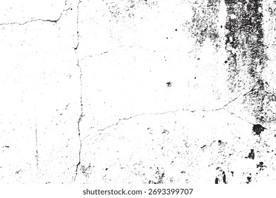Superposición de fondo de textura de grunge blanco y negro afligido con grietas y arañazos