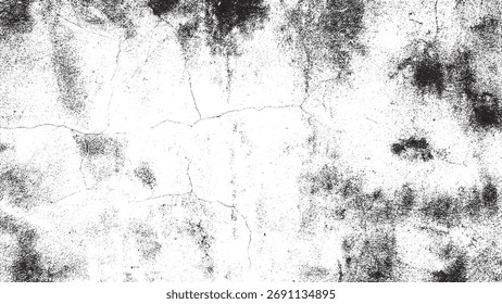 Schwarz-Weiß-Grunge-Wandtextur mit Rissen und Kratzern