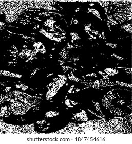 Distressed black and white texture background with dots, spots and scratches. Abstract vector illustration.