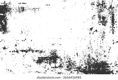 Un fondo texturizado en blanco y negro afligido con salpicaduras de tinta dispersa y detalles de superficie áspera.