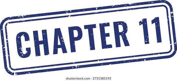 Icono de sello de goma azul angustiado del capítulo once para los materiales educativos avanzados del curso y la indexación profesional de documentos