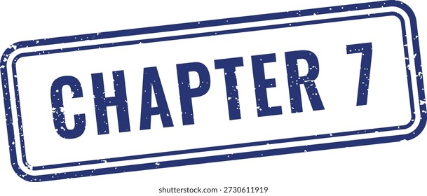 Icono de sello de goma azul angustiado del capítulo siete para los materiales educativos del curso y los sistemas de clasificación del libro de Biblioteca