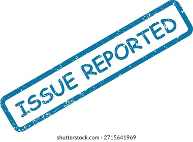 Un sello de goma azul afligido, en ángulo sobre una superficie blanca, indica claramente "PROBLEMA PENDIENTE", lo que indica un asunto en espera de resolución.