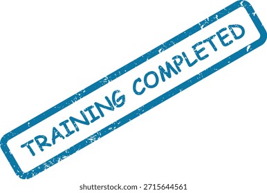 A distressed blue rubber stamp mark confirms "TRAINING COMPLETED," signifying successful educational or skill acquisition.