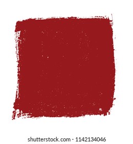 Distressed bold red isolated banner texture. Paint brush background. Empty design element. Grunge overlay mockup. Original logo blank detail. High detailed quality Icon basis. EPS10 vector