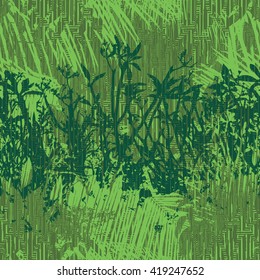 Distressed botanical pattern seamless background tile