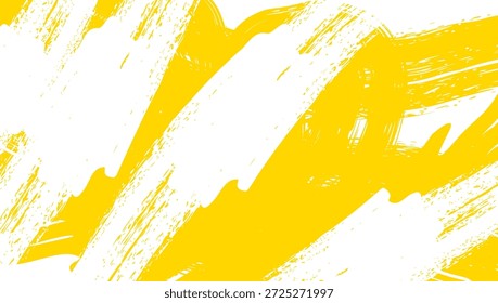 Fondo de trazo de pincel afligido. Textura granulada en spray y líneas garabateadas. Fondo grunge de Antiguas. Amarillo