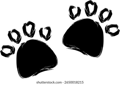 Distressed Brush Stroke Paw Print Silhouette Animal Track Footprint Graphic