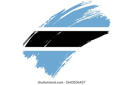 Una angustiada bandera de Botswana con rayas azules y negras.