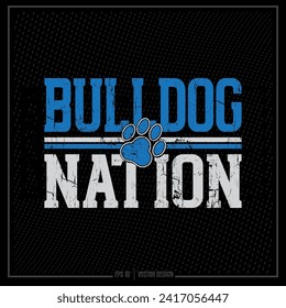 Distressed Bulldog Nation, Bulldog Nation, Sports Emblem, Sports