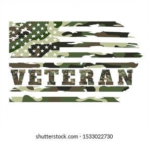 Distressed Camouflage American Veteran flag