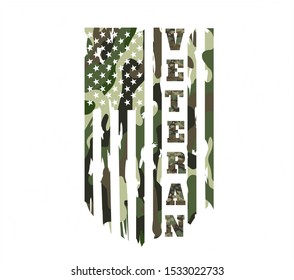 Distressed Camouflage American Veteran flag