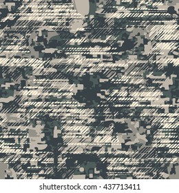 Distressed camouflage pattern seamless vector background tile
