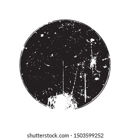 Distressed Circle Stamp Vector Black Color Overlay Texture. Circular Bold Grunge aging Template background For your design. Used icon, badge, label, insignia, logo, button backdrop. EPS10 vector.