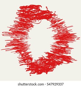 Distressed Circle Stamp Vector Red Color Overlay Textures. Thin And Bold Grunge distress Template background For your design. EPS10 vector.